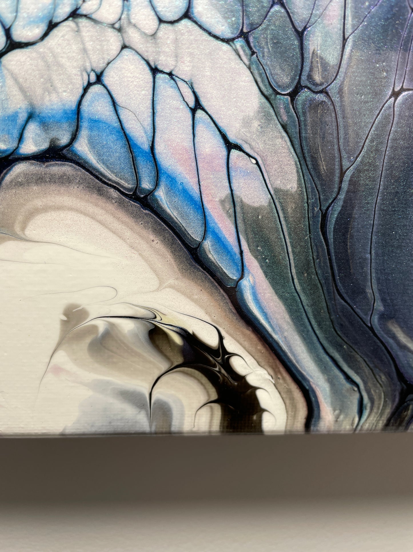 Abstract art with swirling colors on a gray background